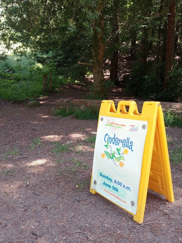 A sign for the upcoming Cinderella run